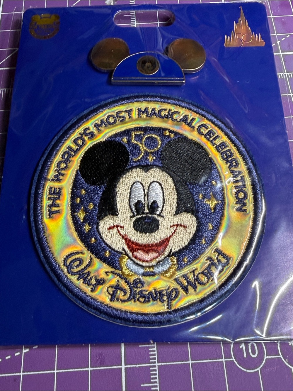 Disney Navy and Gold 50th Anniversary Backing Card with Mickey Pin